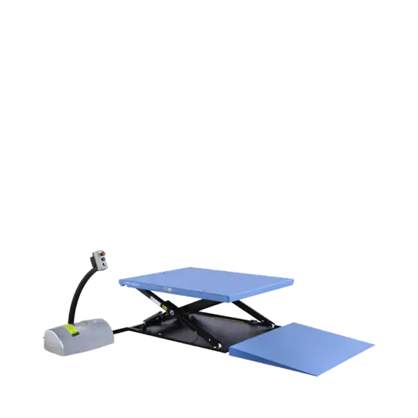 HTF-G flat electric scissor lift table - with ramp - HanseLifter